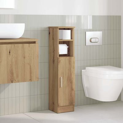 vidaXL - Badkamerkast - met - rolhouder - 20,5x22x90 - cm - artisanaal - eikenkleur