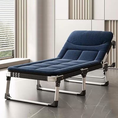 Opvouwbaar Bed - Veldbed Slaapbed - Kamperen en Reizen - 5-posities Verstelbaar - 190x68cm - Blauw