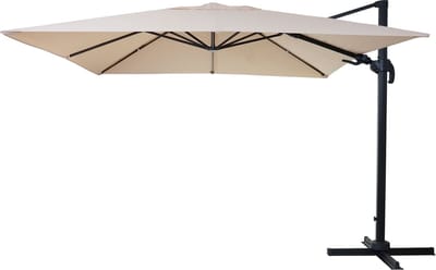 Zweefparasol MCW-A96, 3x3m (Ø4,24m) draaibaar, polyester aluminium/staal 23kg ~ crème zonder voet, draaibaar