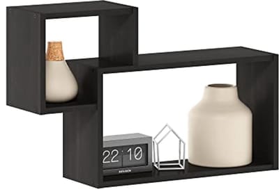 Zwevende Decoratieve Wandsteunen Set van 2 - Interweave Planken in Espresso