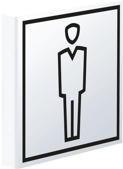WC heren haakse bord - kunststof - 150 x 150 mm