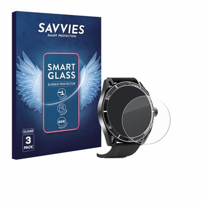 3 Stuks Savvies Screenprotector - geschikt voor Yuede Smartwatch 1.43" (rond) - beschermfolie glas transparant
