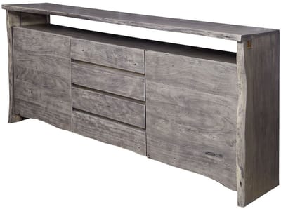 MASSIVMOEBEL24.DE acacia dressoir grijs massief hout 210x45x96 cm (BxTxH) gelakt gemonteerd PURE ACACIA volledig massief #901