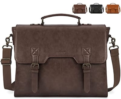 Laptoptas 15.6 Inch Schoudertas voor Heren | Waterdichte Leren Aktetas | Vintage Werk Tas voor Kantoor en School