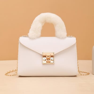 Handtas met Afneembare Kettingriem & Polssluiting Kleine Vierkante Handtas voor Dagelijkse Boodschappen, Kleine Handtas, Veelzijdig Modeaccessoire wit