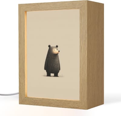 Nachtlampje 15x20 cm - Kinder lampje - Beer - Donkerbruin - Minimalistisch - Tafellamp kinderkamer - Slaapkamer lamp - Bedlamp kinderen - Kinderlampje stopcontact - Wandlamp babykamer - Nachtlampjes
