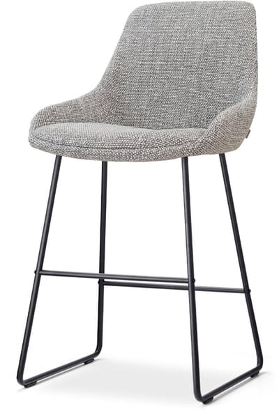 Nolon Nino-Isa Barkruk Grijs Blend - Zwart Onderstel - 65 Cm - Barstoel - Stoffen - Modern