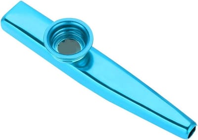 Kinder Kazoo - Muziekinstrument Fluit - Muziek Maken - Duurzaam Metaal - 12 cm - Blauw