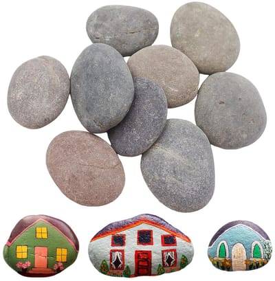 OMJMYY 10 stones for painting, 5 - 8 cm, flat stones for painting, creative, hand painted, smooth stones, painting - ShopVlot