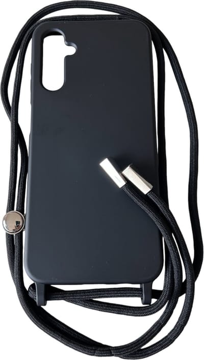 Premium Kwaliteit TPU Backcover met Koord (2.5mm dik) - Geschikt voor Samsung Galaxy A34 (4G/5G) - Siliconen Beschermhoesje met zachte microvezelvoering - Zwart