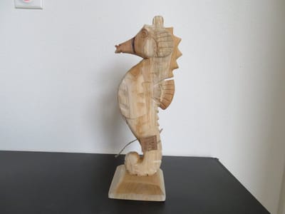 Teak houten zeepaardje - ornament - 38 cm hoog