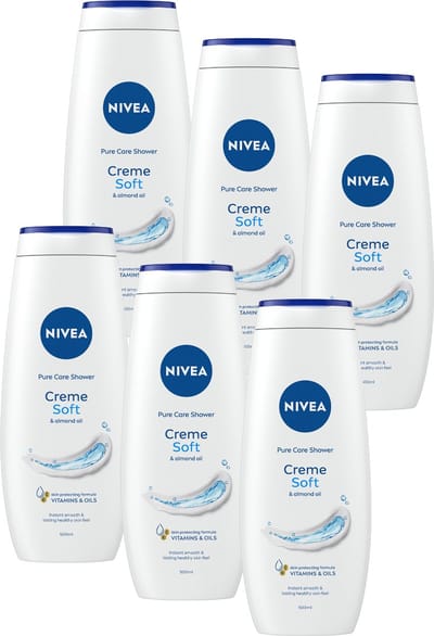 NIVEA Crème Soft Douchecrème - Body Wash - Hydraterend met Amandelolie - Voordeelverpakking - 6 x 500 ml