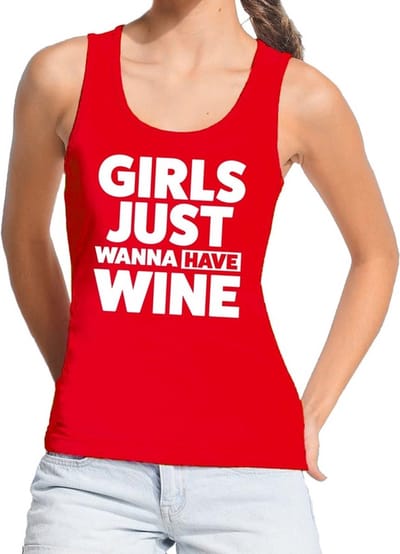 Girls just wanna have Wine tekst tanktop / mouwloos shirt rood dames - dames singlet Girls just wanna have Wine S