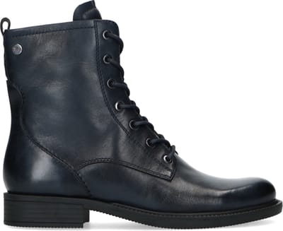 No Stress - Dames - Blauwe leren veterlaarsjes - Maat 36