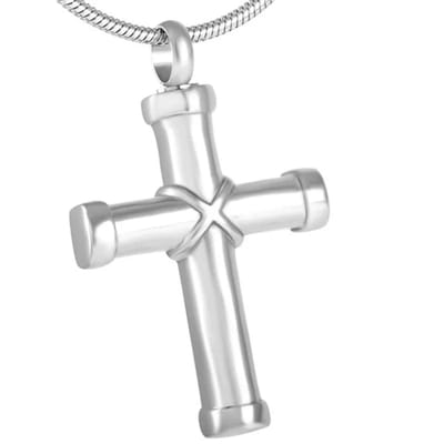 Aramat Jewels | Gedenkhangers | Stalen Kruis Ashanger - Symbolische Herinnering | Zilverkleur/knoop-3x2cm | |20mm | Staal | Volwassenen | Verkleurd niet