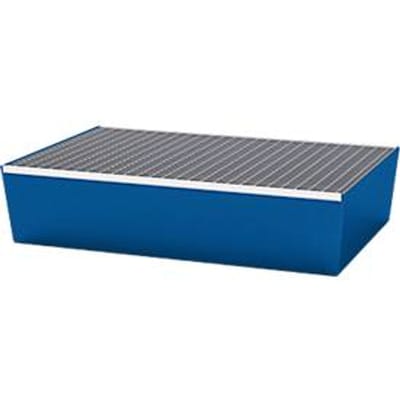 ASECOS palletopvangbak, staal, met rooster, carterinhoud 200 l, B 815 x D 1235 x H 255 mm, gelakt