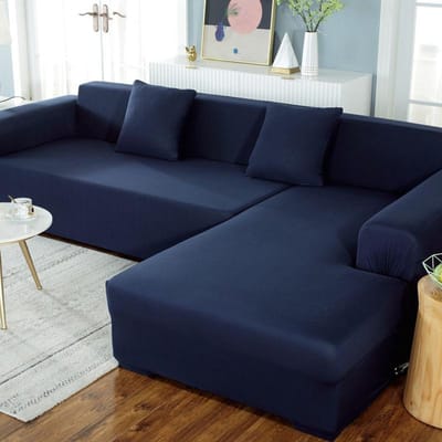 Bankhoezen in effen kleur voor woonkamer Elastische bankhoes Stretch bankhoes L-vormige bank Vereist aankoop van 2 stuks hoezen L shape-3seat&4seat