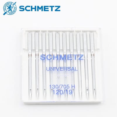 1 DOOSJE met 10 SCHMETZ UNIVERSELE NAAIMACHINENAALDEN van Hoge Kwaliteit, Model 130/705H, Maat 120/19