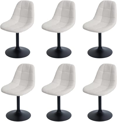 Set van 6 eetkamerstoelen MCW-A60, keukenstoel, draaistoel, staal MVG stof/textiel bouclé (450 g/m²) ~ crème