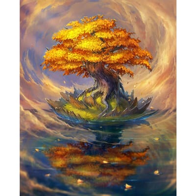 DIY 5D Diamond schilderij herfst boom kruissteek woondecoratie diamant borduurwerk 20X30CM orange