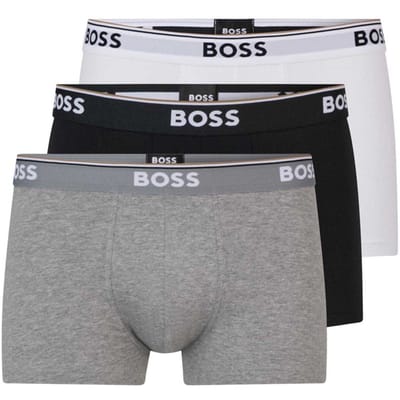 Boss Heren Bodywear Logo Boxershorts (Set van 3) (Zwart/Wit/Grijs)