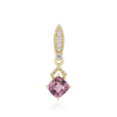 Cavill - Gouden Hanger 9K Geelgoud met 0,549 ct Roze Spinel Tanzania en Cambodjaanse Zirkonen - Antiek Briljant Design Elegant 20x7 mm