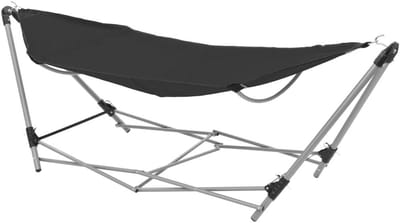 Hangmat met standaard - Opvouwbare hangmat - Buiten ontspannen - Opvouwbaar en draagbaar - 241 cm lang - Zwart