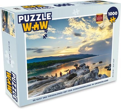 Puzzel De kust van Thessaloniki met een zonsondergang in Griekenland - Legpuzzel - Puzzel 1000 stukjes volwassenen