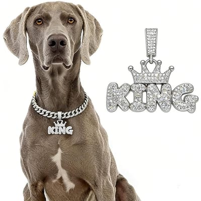 Hondenhalsband Koning/Koningin Hip Hop Legering Goud Verguld Volledig Diamant Volledig Diamant Grote Gouden Ketting Cubaanse Voor Kleine Middelgrote Grote Honden (as the picture,25cm)
