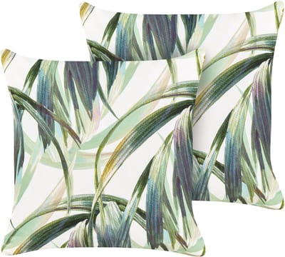 CALDERINA - Tuinkussen set van 2 - Groen/Wit - 45 x 45 cm - Polyester