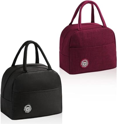 Dailygoods- Koeltas Mini - 2 Stuks - Zwart/Rood - Zijzakken - Handgrepen - Geschikt voor Bedrijven/Scholen - Koeltasje