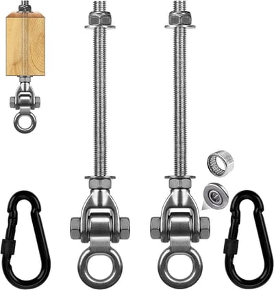 Schommelhaken Set - Ophanging Lagers - Hangstoel Gebruik - Roestvrij Staal - M10 297mm - Zilver