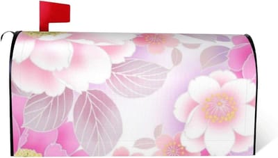 Brievenbus Cover - Post Box Wrap - Tuin Decoratie - Waterdicht Oxford Stof - 53 x 45 cm - Roze Bloemen