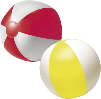 Impression Strandbal - opblaasbaar - zwembad speelgoed - geel / rood set - D26 cm