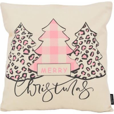 Gek op kussens! Sierkussen merry christmas pink #3 | 45 x 45 cm | katoen/linnen