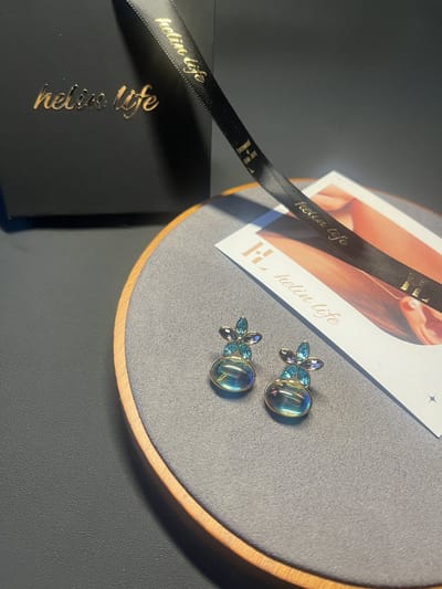 Helin life-damesoorbellen-Oorbellen dames-Oorbellen goud-Oorbellen meisje -925 Tremella naald hypoallergeen-oorbellen-geglazuurd-blauw