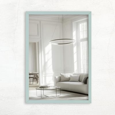 CLAMARO Vision Wandspiegel 40 x 40 cm blauwgrijs met lijst, 300 maten naar keuze, echt glazen spiegel in portret- en landschapsformaat monteerbaar - handgemaakt in Duitsland