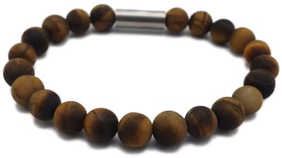 H-Beau - Handgemaakte Armband van Edelstenen - Gouden Tijgeroog - lengte 16,5 cm – Bruin - oker – Mat - Natuurstenen - Kralen -Tiener - Uniseks - 8mm - Sterrenbeeld - Horoscoop - Leeuw – Tweeling