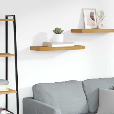 vidaXL - Wandplank - Muurmontage - Bruin - 60 - x - 23,5 - x - 3,8 - cm - Bewerkt - hout