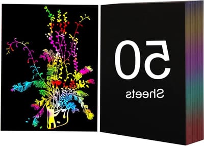 50 Vel A4 Regenboog Krasspapier voor Kinderen en Volwassenen, Creatief Knutselmateriaal voor Tekeningen en Cadeaus