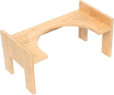 Toiletkruk - Krukje Badkamer - Comfortabel Zitten - Natuurlijk Bamboe - 22.5 cm Hoog - Geel