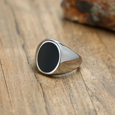 Vnox 12,5 mm zegelring voor heren, Zwarte vierkante top roestvrijstalen vingerring, Gotische Punk Rock Jongens Stempelringen 10 brown