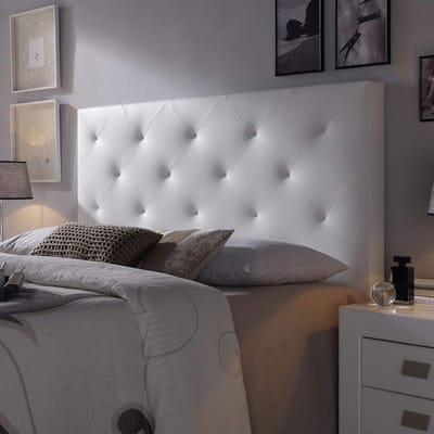 Hoofdbord - Bedombouw - Slaapkamer Inrichting - Gepolsterd Ontwerp - 140 x 60 cm - Wit