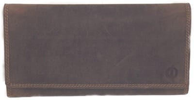Oi Hunter bruine lederen overslagportemonnee voor dames / zeer ruime damesbeurs lang / ruime maar platte damesportemonnee voor veel pasjes / Anti skim / bruin leer / 390H