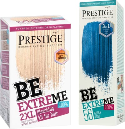 Prestige Semi-Permanente Blauwe Haarverf Set – Bleach Kit Blondeerpoeder + Ultra Blue Haarverf Blauw – Voordeelverpakking 2 x 100ml