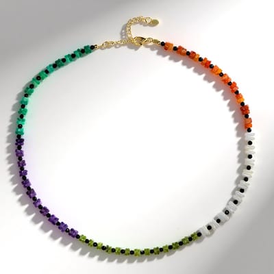 Cavill - Verstelbare Halsketting - 925 Sterling Zilver Verguld - Witte Agaat 13,67 ct, Amethist, Peridoot - Elegante Edelstenen