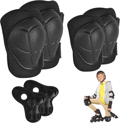 Verstelbare 6-in-1 Beschermerset voor Kinderen - Knie-, Elleboog- en Polsbeschermers voor Skaten en Scooters