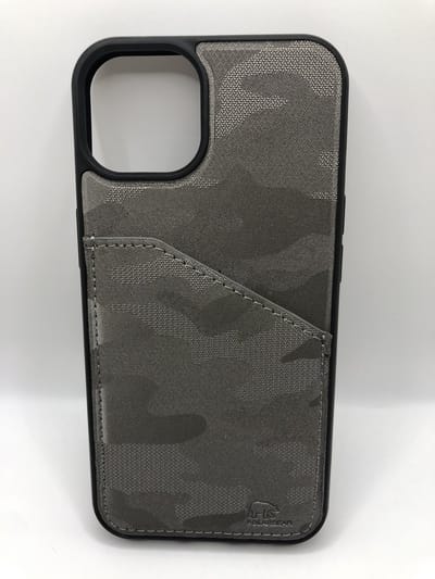 Premium Kwaliteit Camouflageprint hoesje met pasjes vakje - Geschikt voor iPhone 13 - Grijs