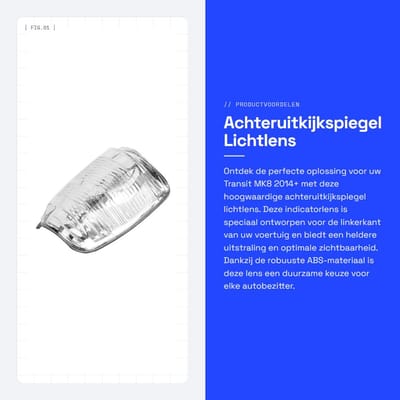 Dailygoods - Achteruitkijkspiegel Lichtlens - Buitenspiegel Indicator Lens - Helder - Vervangingsonderdeel - Geschikt voor Transit MK8 2014+ - Linkerkant