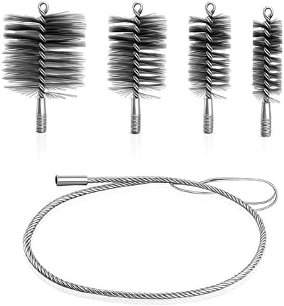 Dailygoods- Kachelpijpborstelset - 4 x Schoorsteenvegerborstel - Roestvrijstalen Softbar - Diameter 30/50/80/150 mm - Hoogwaardige Staaldraad - Effectieve Reiniging - Schoorsteenborstel